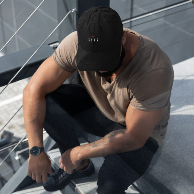 Next Play Music Embroidered Logo Distressed Hat - Image 5