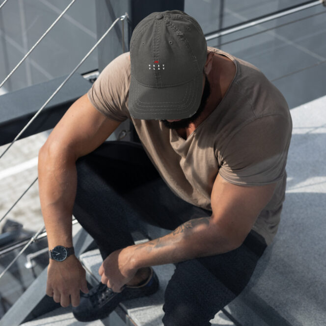 Next Play Music Embroidered Logo Distressed Hat - Image 17