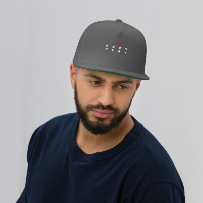 Next Play Music Embroidered Logo Flat Snapback Cap - Image 20