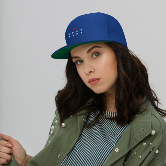 Next Play Music Embroidered Logo Flat Snapback Cap - Image 14