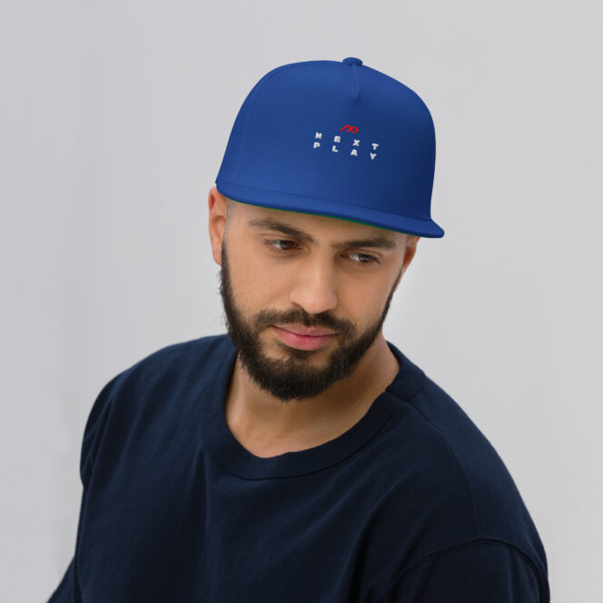 Next Play Music Embroidered Logo Flat Snapback Cap - Image 13