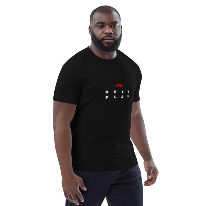 Next Play Music Logo Unisex Organic Cotton T-shirt - Image 3