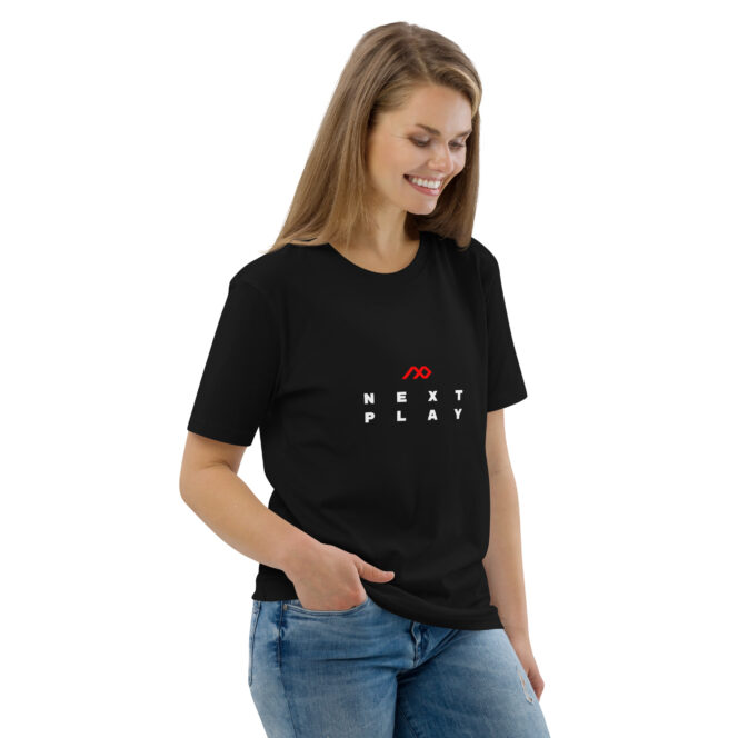 Next Play Music Logo Unisex Organic Cotton T-shirt - Image 4
