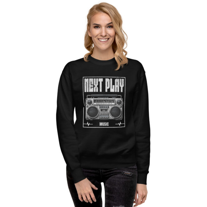 Next Play Music Boombox Unisex Premium Sweatshirt - Image 3
