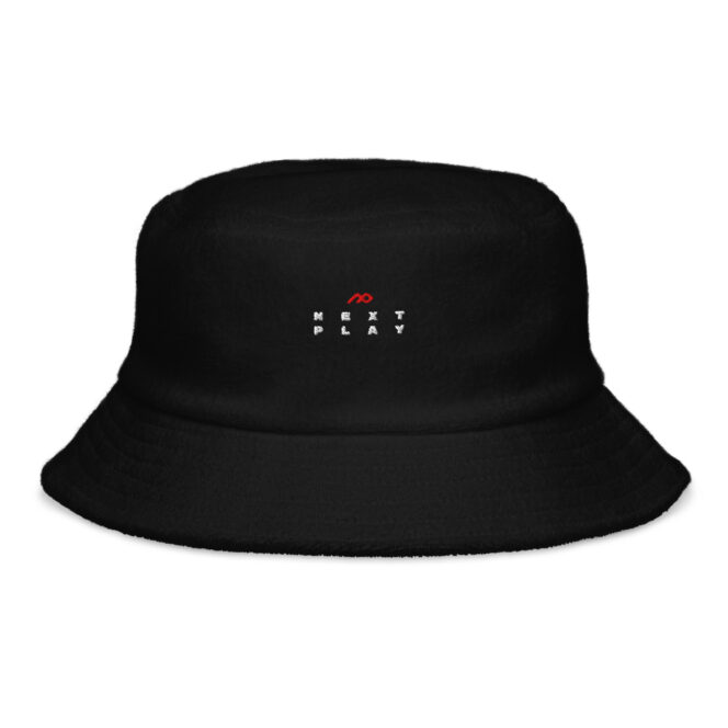 Next Play Music Embroidered Logo Unstructured Terry Cloth Bucket Hat