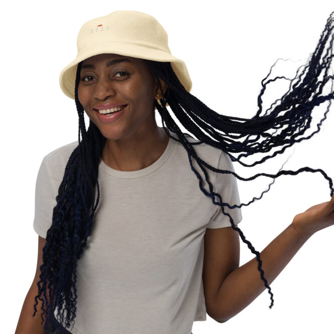 Next Play Music Embroidered Logo Unstructured Terry Cloth Bucket Hat - Image 11