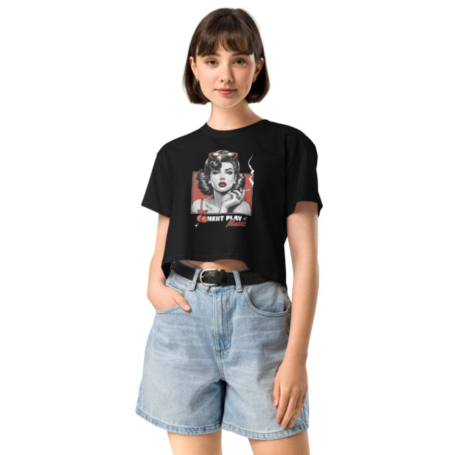 Next Play Music Retro Lady Women’s crop top - Image 3
